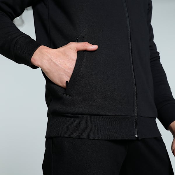 Men's Graphic Full Zip Slim Fit Hooded Jacket, PUMA Black, extralarge-IND