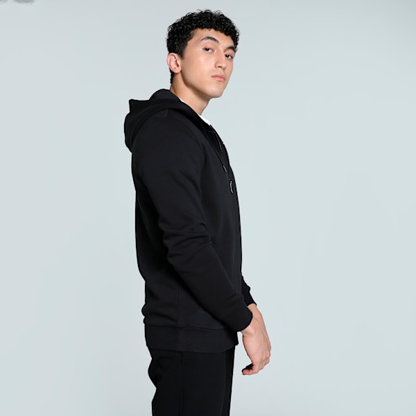 Men's Graphic Full Zip Slim Fit Hooded Jacket, PUMA Black, extralarge-IND