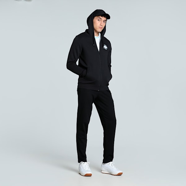 Men's Graphic Full Zip Slim Fit Hooded Jacket, PUMA Black, extralarge-IND