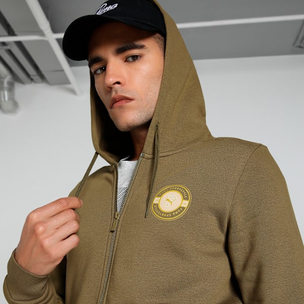 Men's Graphic Full Zip Slim Fit Hooded Jacket, Wild Willow, extralarge-IND