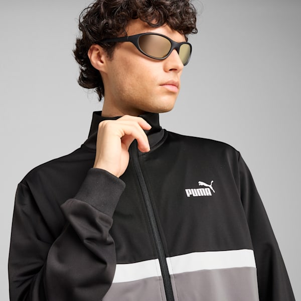 メンズ ポリ カラーブロック スーツ 上下セット, PUMA Black, extralarge-JPN