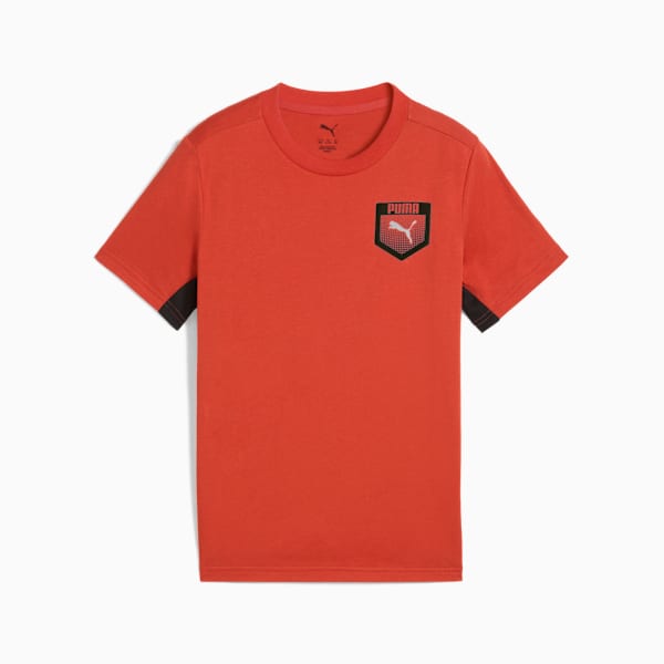 ボーイズ アクティブ スポーツ グラフィック 半袖 Tシャツ B 120-160cm, Red Fire, extralarge-JPN