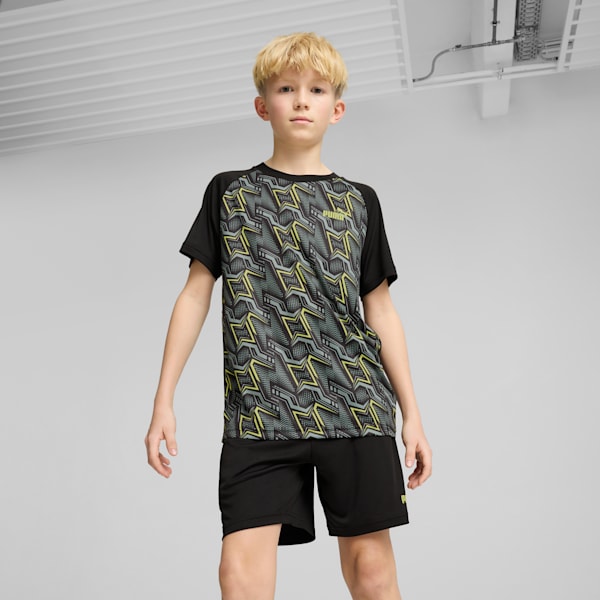 ボーイズ TAD ESS ポリ AOP Tシャツ & ショーツ 上下セット 120-160cm, PUMA Black, extralarge-JPN