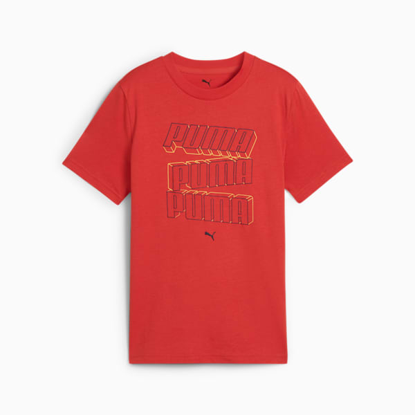 ボーイズ ESS ロゴ ラブ HOG 半袖 Tシャツ B 120-160cm, Red Fire, extralarge-JPN