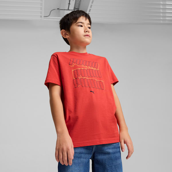 ボーイズ ESS ロゴ ラブ HOG 半袖 Tシャツ B 120-160cm, Red Fire, extralarge-JPN