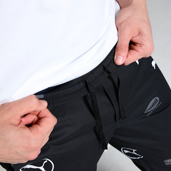 Men's Printed Lounge Pants, PUMA Black-PUMA White, extralarge-IND
