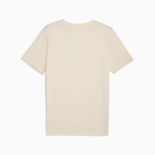 Beige PUMA T-shirt for adults with short sleeves and a round neck.
