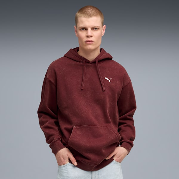 ESS ELEVATED Wash Hoodie Men, Ruby Shimmer, extralarge