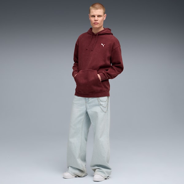 ESS ELEVATED Wash Hoodie Men, Ruby Shimmer, extralarge