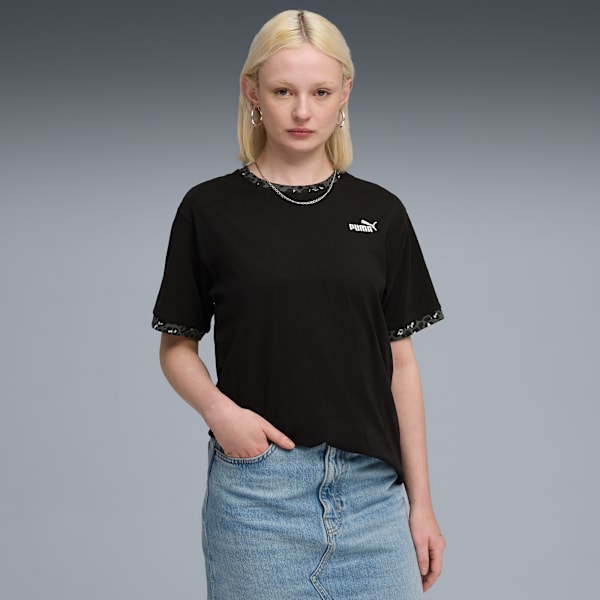 Essentials Animal Print Relaxed Tee Women, PUMA Black, extralarge
