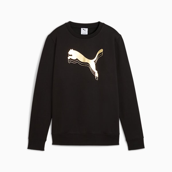 Essentials Metallic Crew Women, PUMA Black-metallic gold, extralarge
