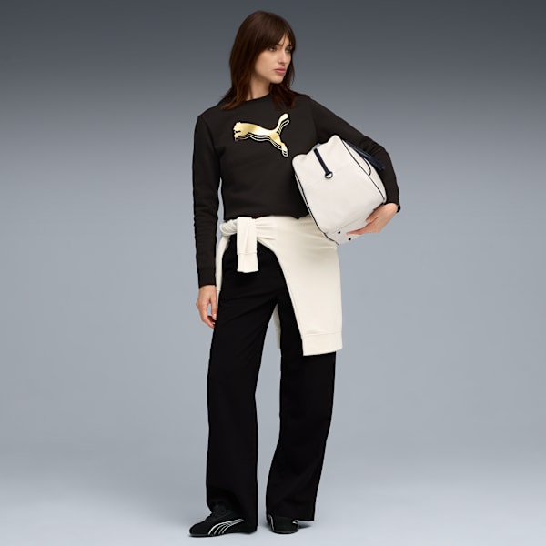 Essentials Metallic Crew Women, PUMA Black-metallic gold, extralarge