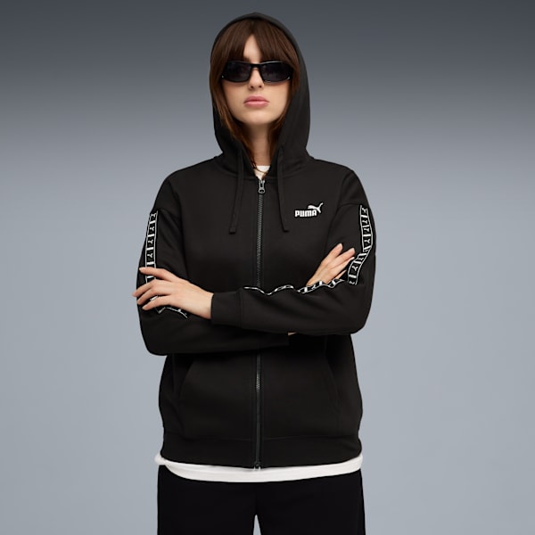Essentials Tape Women's Full-Zip Cotton Hoodie, PUMA Black, extralarge-IND