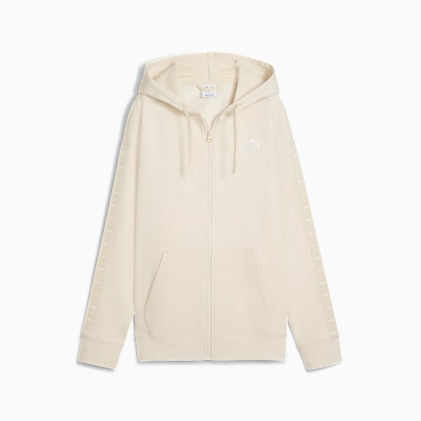 Essentials Tape Women's Full-Zip Cotton Hoodie, Alpine Snow, extralarge-IND