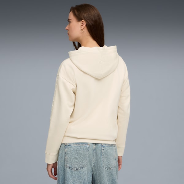 Essentials Tape Women's Full-Zip Cotton Hoodie, Alpine Snow, extralarge-IND
