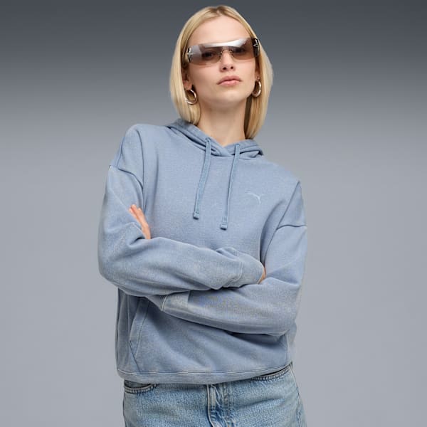 ESS ELEVATED Wash Hoodie Women, Cool Blue, extralarge