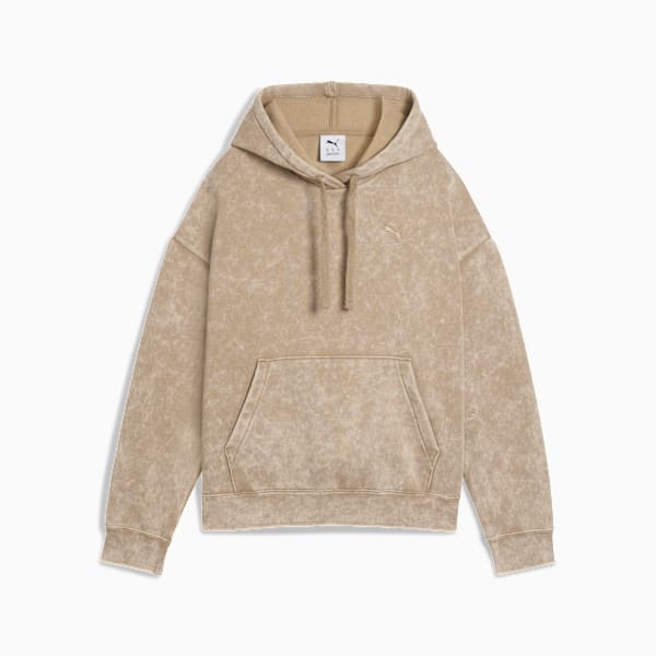 Sudadera con capucha desteñida ESS ELEVATED para mujer, Ice Coffee, extralarge
