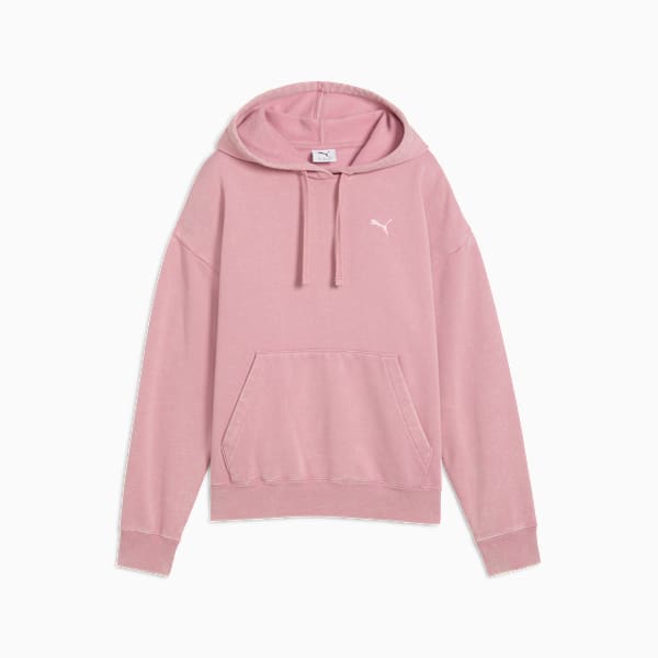 Sudadera con capucha desteñida ESS ELEVATED para mujer, Poised Pink, extralarge