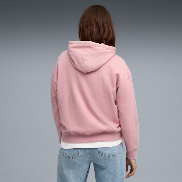 Sudadera con capucha desteñida ESS ELEVATED para mujer, Poised Pink, extralarge