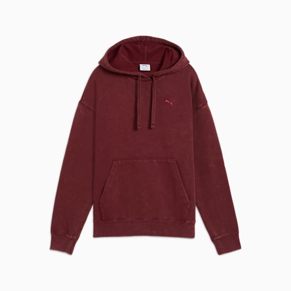 ESS ELEVATED Wash Hoodie Women, Ruby Shimmer, extralarge