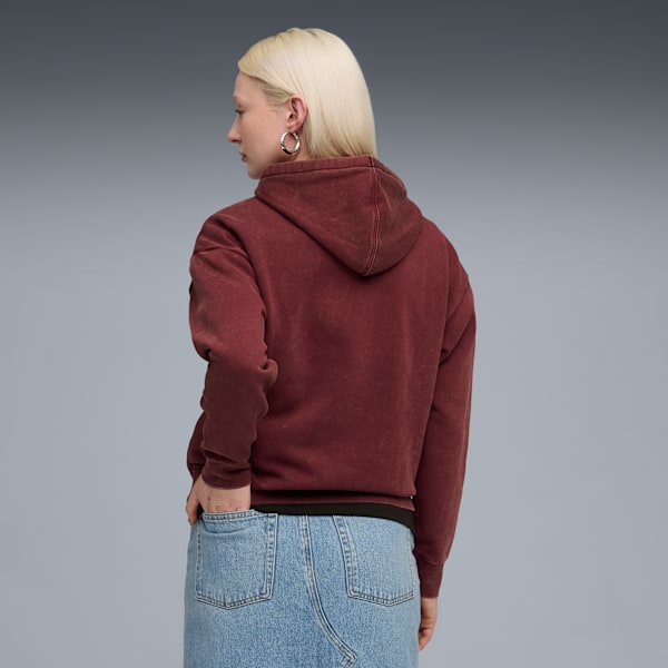ESS ELEVATED Wash Hoodie Women, Ruby Shimmer, extralarge