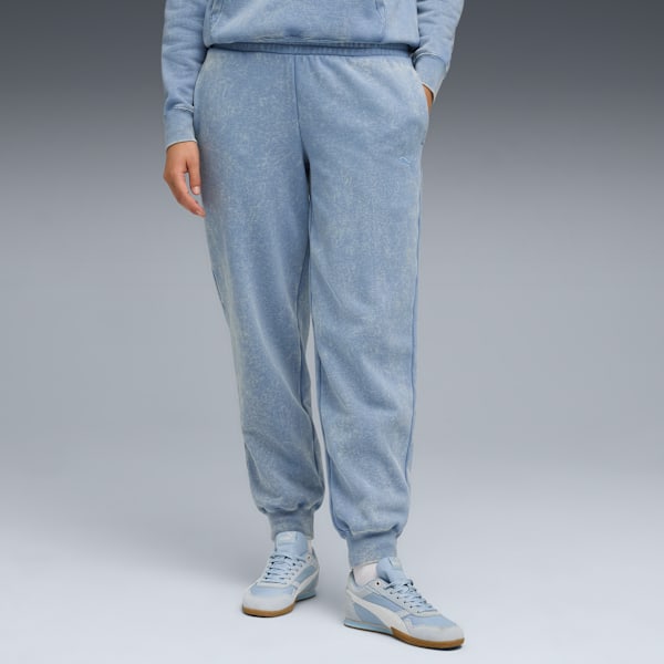 PUMA Elevated Essentials Acid Wash Women's Fleece Sweatpants, Cool Blue, extralarge