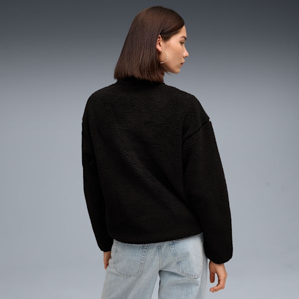 Playera con media cremallera Essentials Elevated para mujer, PUMA Black, extralarge