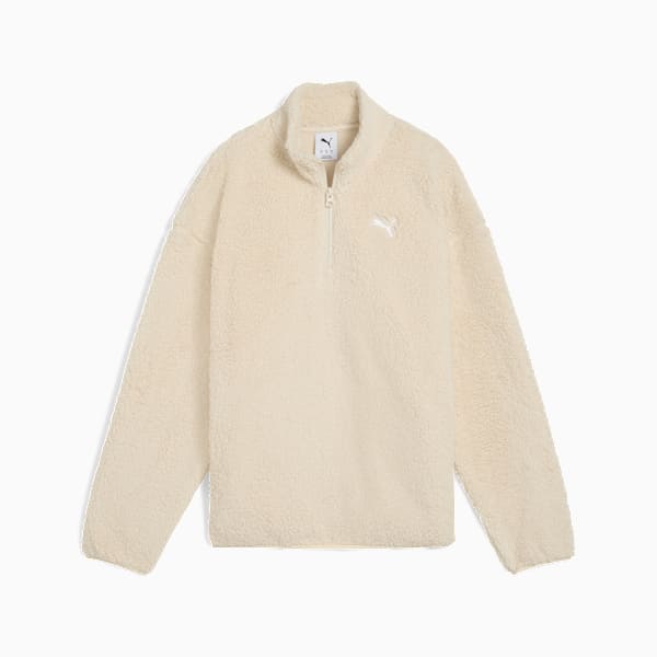 PUMA Elevated Essentials Sherpa Women's Quarter-Zip Pullover, Alpine Snow, extralarge