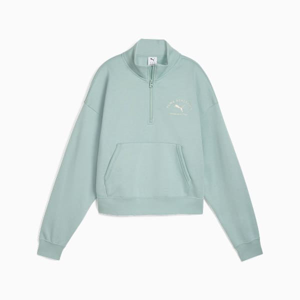 PUMA Class Women's Half-Zip Sweatshirt, Light Moss, extralarge-IND