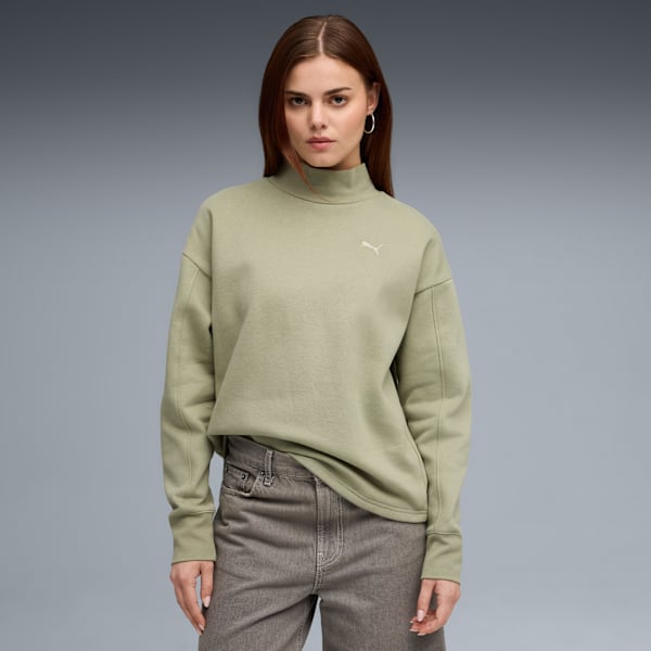 HER Women's Relaxed Fit Crew Sweatshirt, Lux Army, extralarge-IND