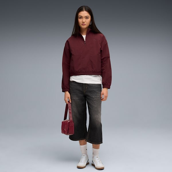 HER Relaxed Half-Zip Crew Women, Ruby Shimmer, extralarge