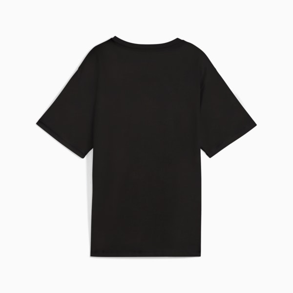 Black PUMA T-shirt for adults, plain design with short sleeves and round neck.
