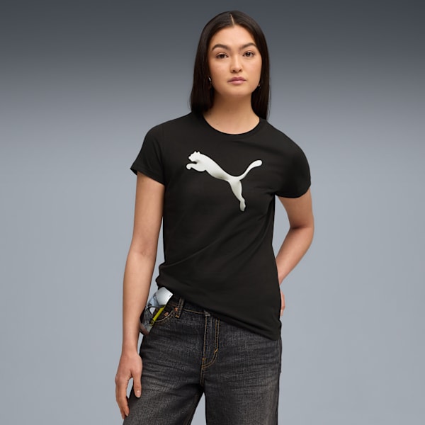 House of Graphics Women’s Crew Neck Cotton Tee, PUMA Black, extralarge-IND