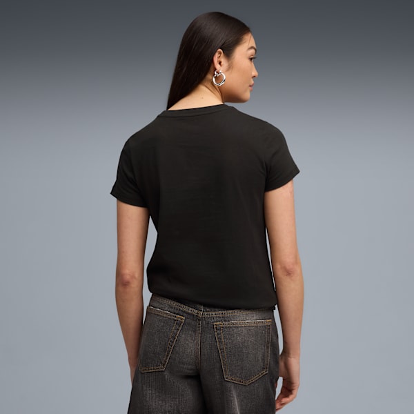House of Graphics Women’s Crew Neck Cotton Tee, PUMA Black, extralarge-IND