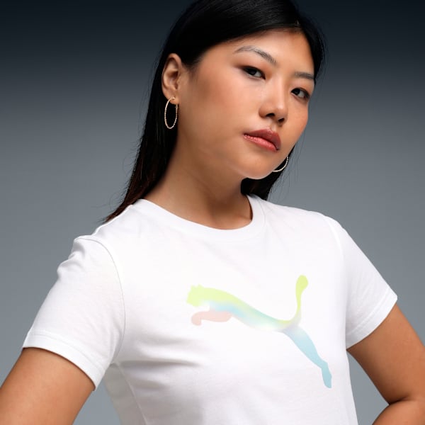 House of Graphics Women’s Crew Neck Cotton Tee, PUMA White, extralarge-IND