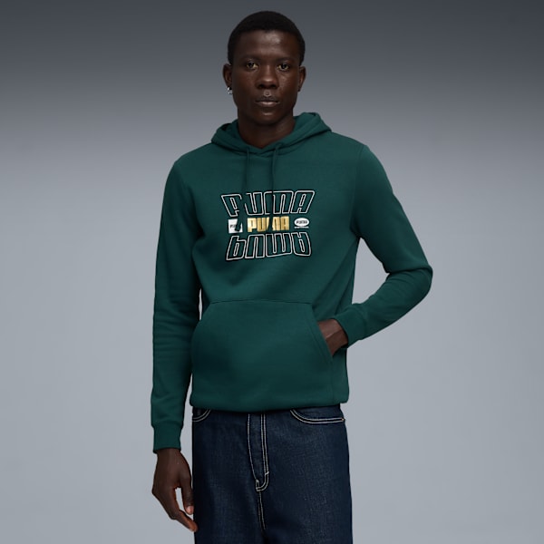 PUMA Essentials Logo Lab Men's Fleece Hoodie, Green Terrain, extralarge