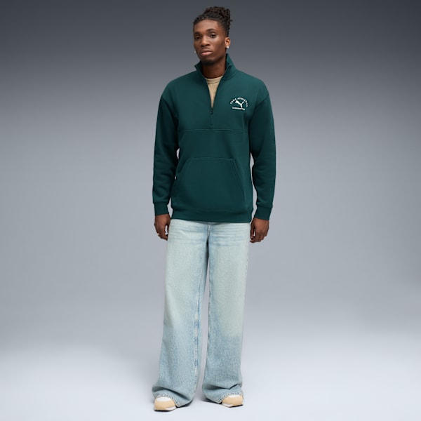 PUMA Class Men's Half Zip Sweater, Green Terrain, extralarge-IND