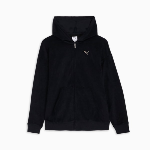 ウィメンズ パイル リラックス フーディー, PUMA Black Heather, extralarge-JPN