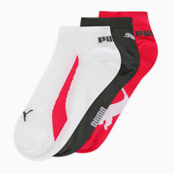 PUMA Unisex Sneaker Socks Pack of 3, PUMA Black-PUMA Red-Grey Dawn, extralarge-IND