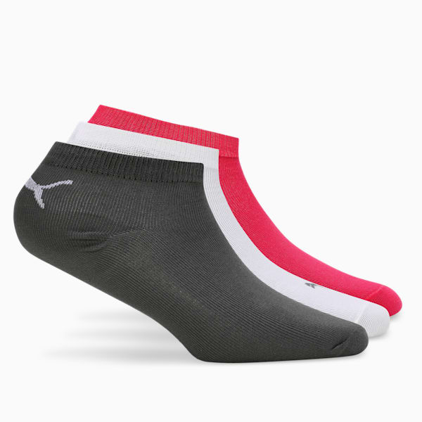 PUMA Unisex Sneaker Socks Pack of 3, PUMA Black-PUMA Red-Grey Dawn, extralarge-IND