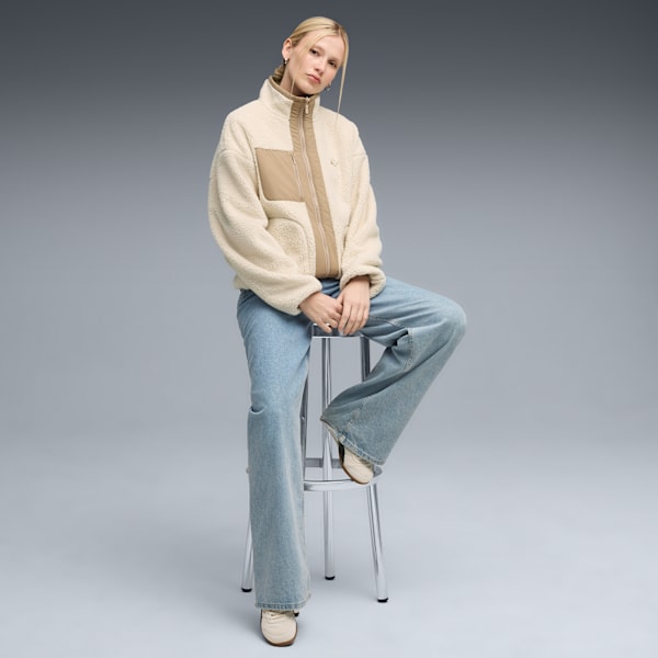 Women's Relaxed Fit Reversible Sherpa Jacket, Alpine Snow, extralarge-IND