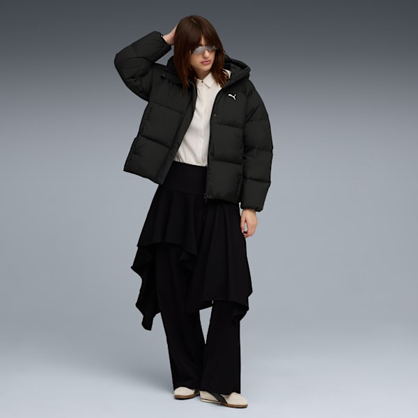 Chamarra tipo puffer de plumón con capucha para mujer, PUMA Black, extralarge