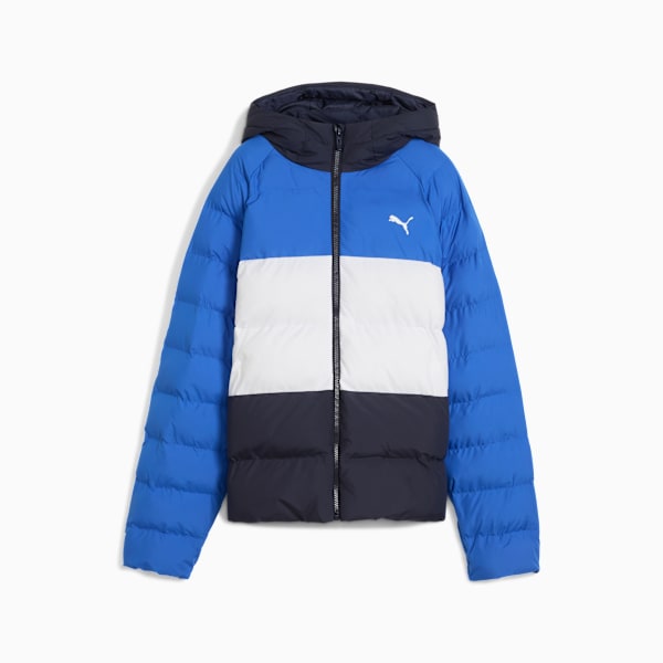 Synthetic Hooded Puffer Jckt Youth, Mountain Blue, extralarge