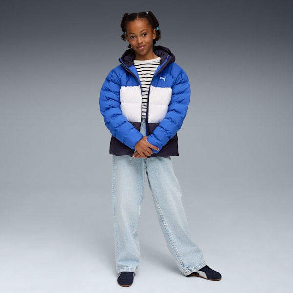 Synthetic Hooded Puffer Jckt Youth, Mountain Blue, extralarge