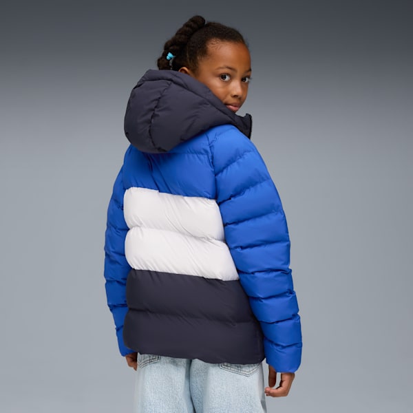 Synthetic Hooded Puffer Jckt Youth, Mountain Blue, extralarge