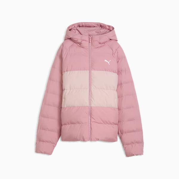 Synthetic Hooded Puffer Jckt Youth, Poised Pink, extralarge