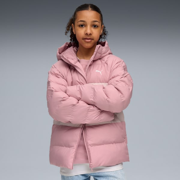 Synthetic Hooded Puffer Jckt Youth, Poised Pink, extralarge