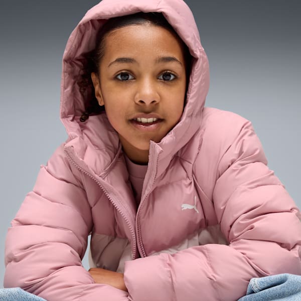 Synthetic Hooded Puffer Jckt Youth, Poised Pink, extralarge