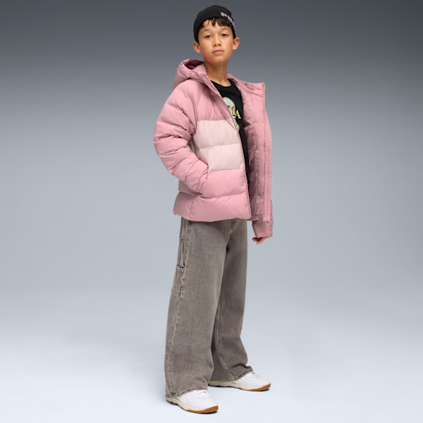 Synthetic Hooded Puffer Jckt Youth, Poised Pink, extralarge