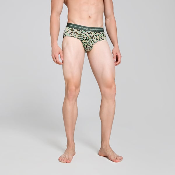 Polymide Mesh Men's Printed Briefs, Thyme-Granola-Ash-Burnt olive, extralarge-IND